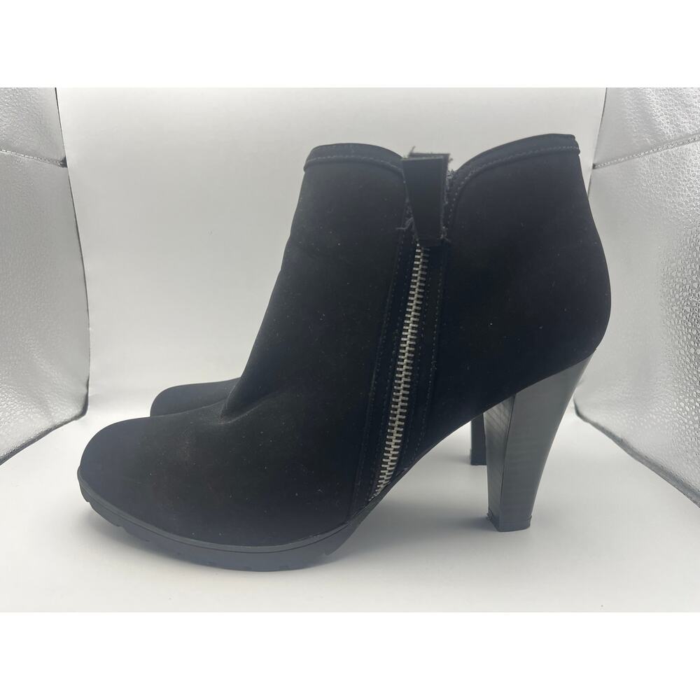 Black Ankle Boot Heels Zip Up Dress Booties Women’s Size 9M USED